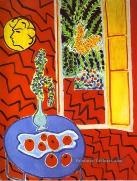  interior - Red Interior Nature morte sur une table bleue fauvisme abstrait Henri Matisse